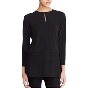 Lauren Ralph Lauren Top Women PM Layered Slit Side Keyhole Neck Workwear Career
